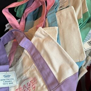 Trader Joe's Mini Pastel Canvas Tote Bag - Lavender Trim